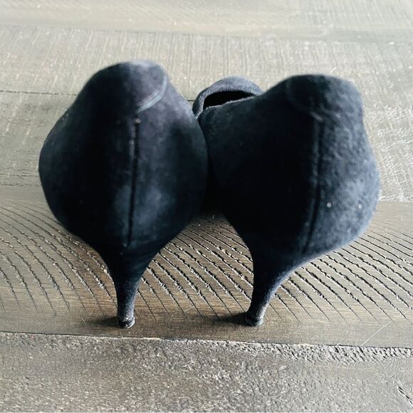 L’Amore Black Suede Pointed Toe Pumps Parisian Chic Women’s Size 8.5 - Picture 3 of 7